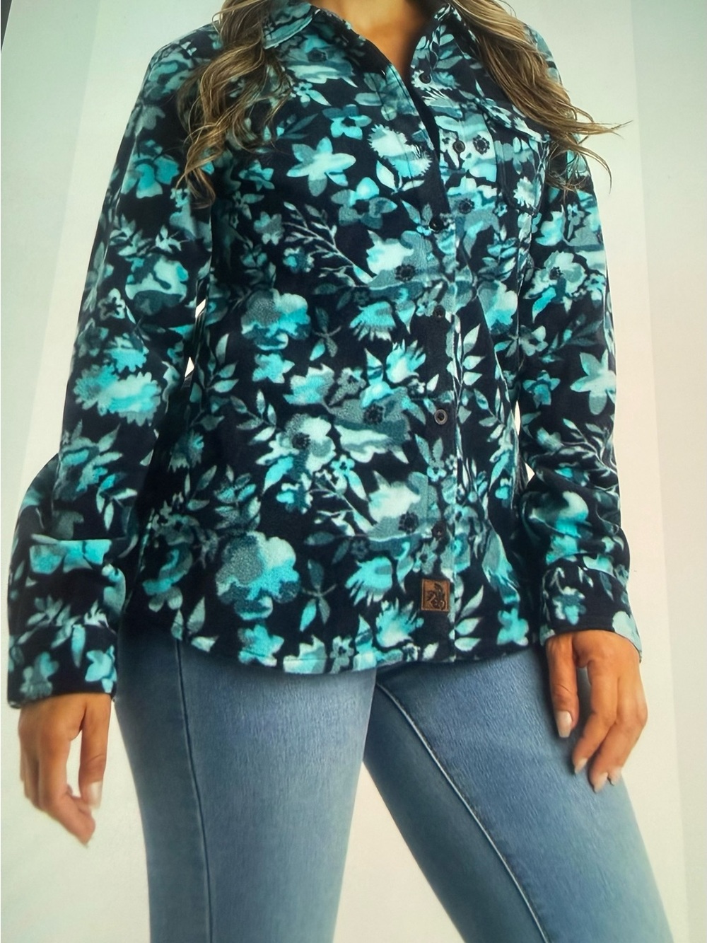 Legendary Whitetails Teal and Black Floral Teddy Jacket
